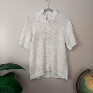 Vintage short sleeve sweater beige tan medium